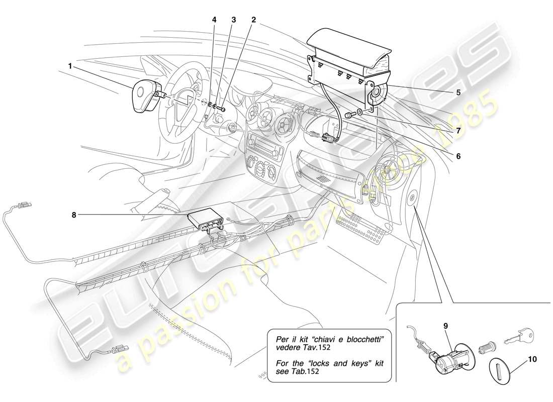ferrari f430 scuderia (rhd) airbag diagramma delle parti