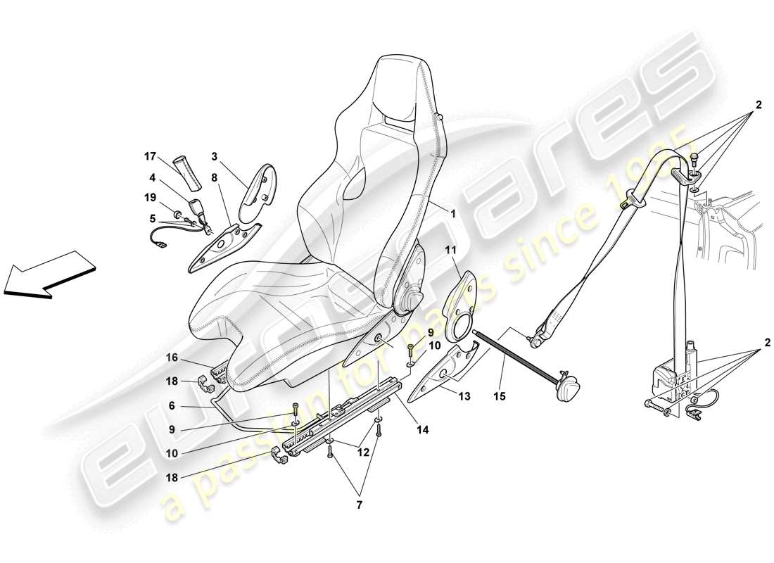 ferrari f430 spider (rhd) sedile da corsa - opzionale schema delle parti