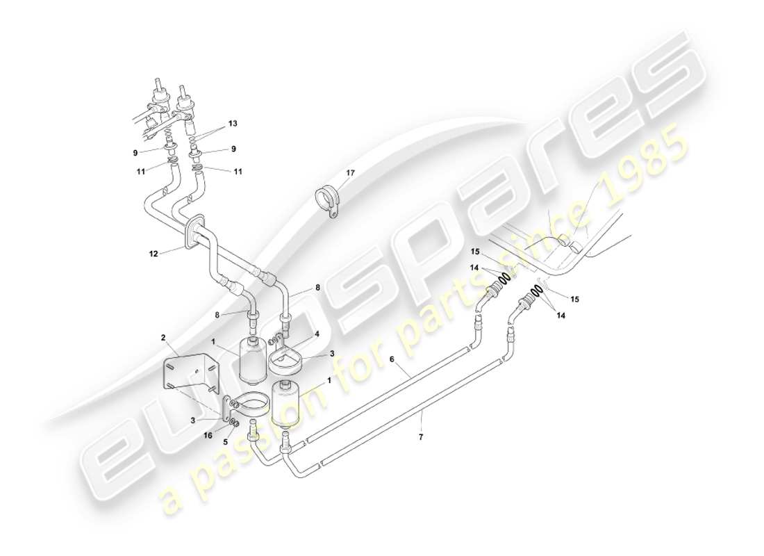aston martin db7 vantage (2001) schema delle parti del sistema di alimentazione