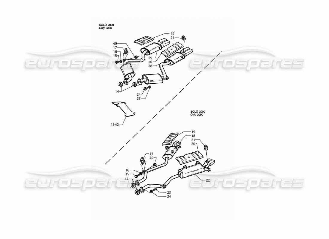 maserati qtp. 3.2 v8 (1999) sistema di scarico posteriore schema delle parti