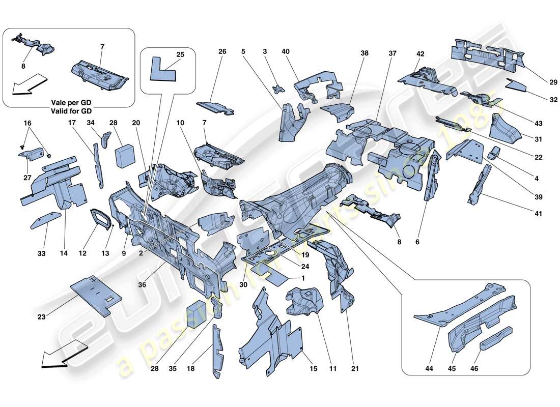 ferrari f12 berlinetta (rhd) isolamento diagramma delle parti