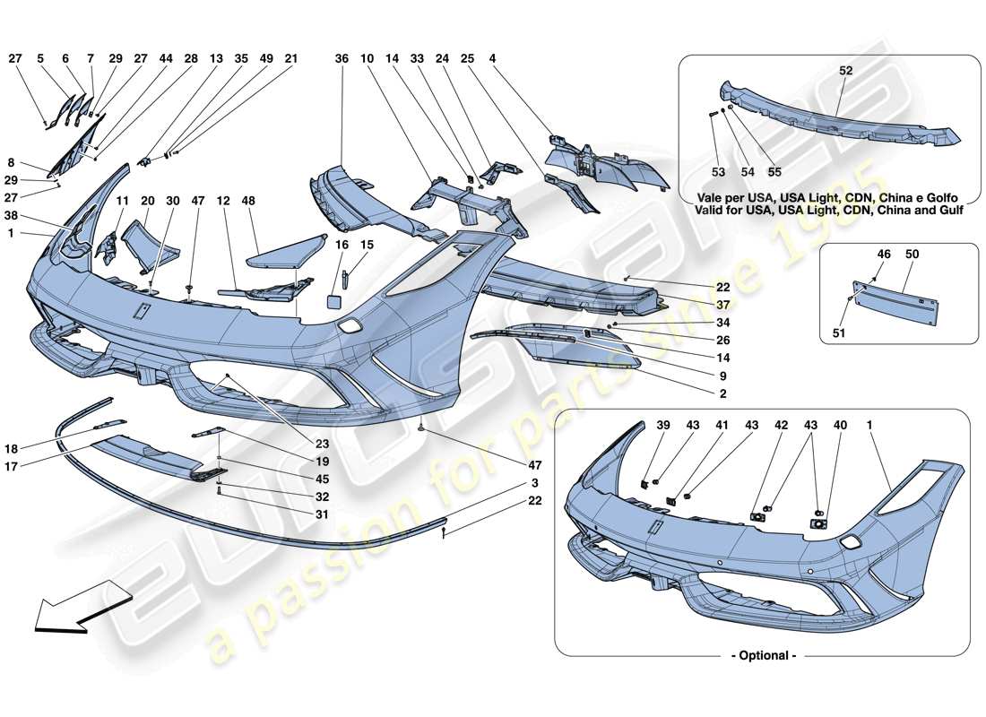 ferrari 458 speciale aperta (europe) paraurti anteriore diagramma delle parti