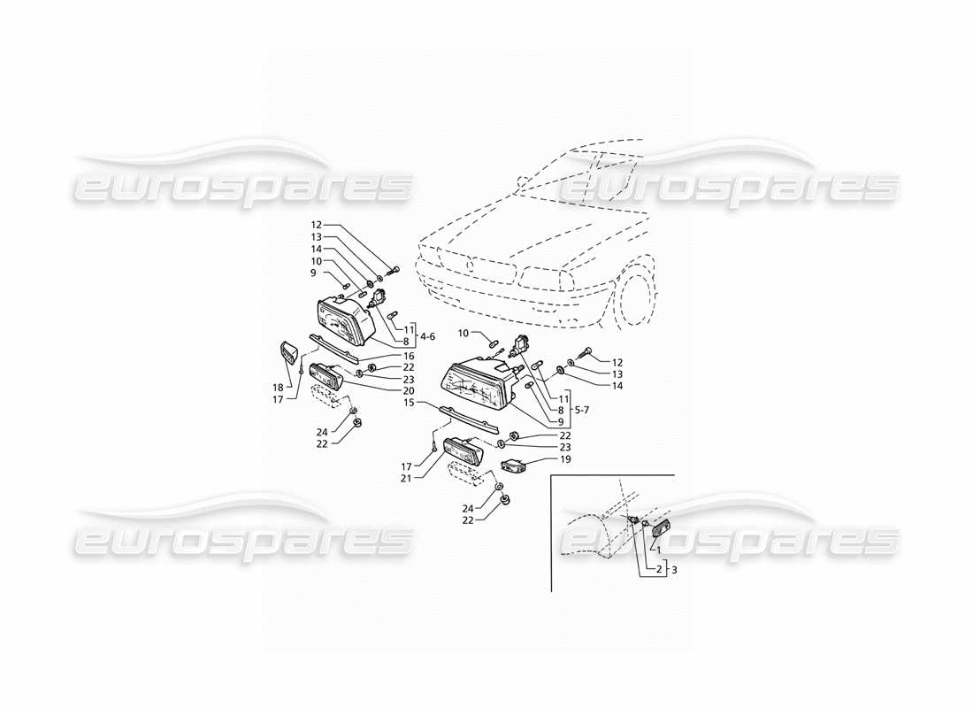 maserati qtp v8 (1998) luci anteriori (lhd) diagramma delle parti