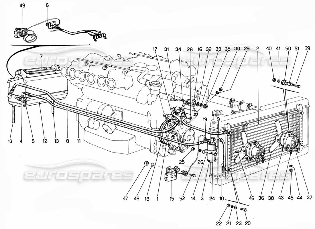 ferrari 365 gtc4 (mechanical) impianto di climatizzazione - diagramma delle parti di revisione