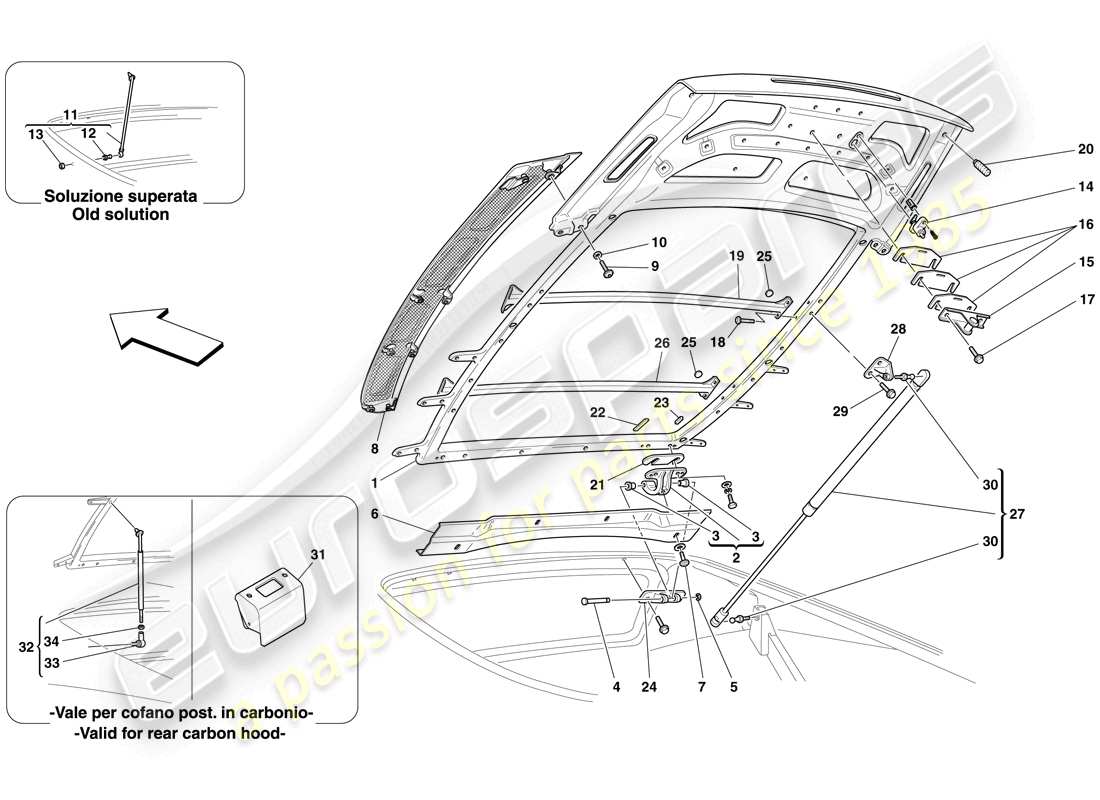 ferrari f430 scuderia spider 16m (europe) coperchio vano motore diagramma delle parti