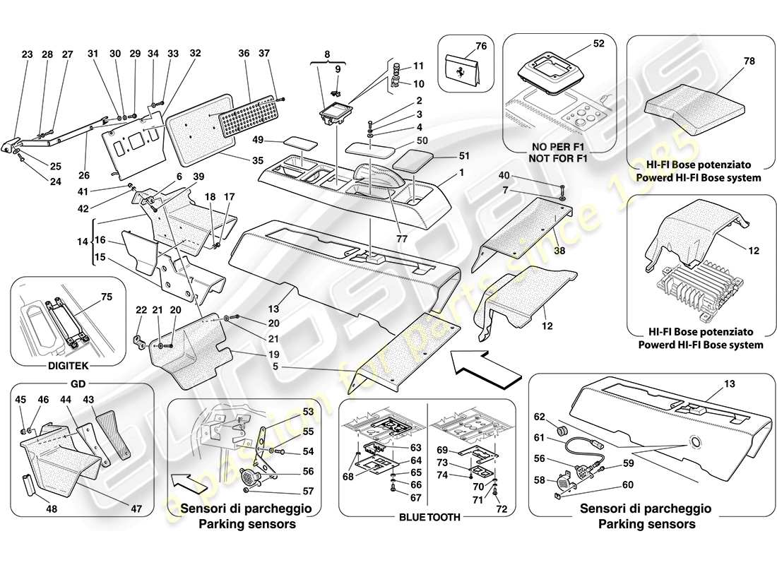 ferrari f430 coupe (europe) tunnel - sottostruttura e accessori diagramma delle parti