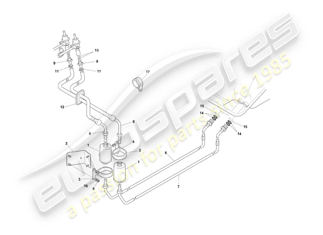 aston martin db7 vantage (1999) schema delle parti del sistema di alimentazione