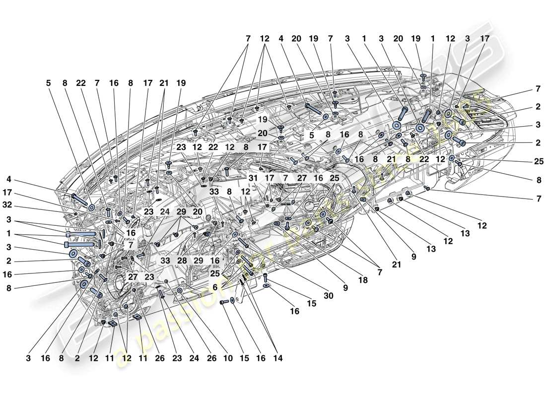 ferrari 488 gtb (usa) fissaggi cruscotto diagramma delle parti