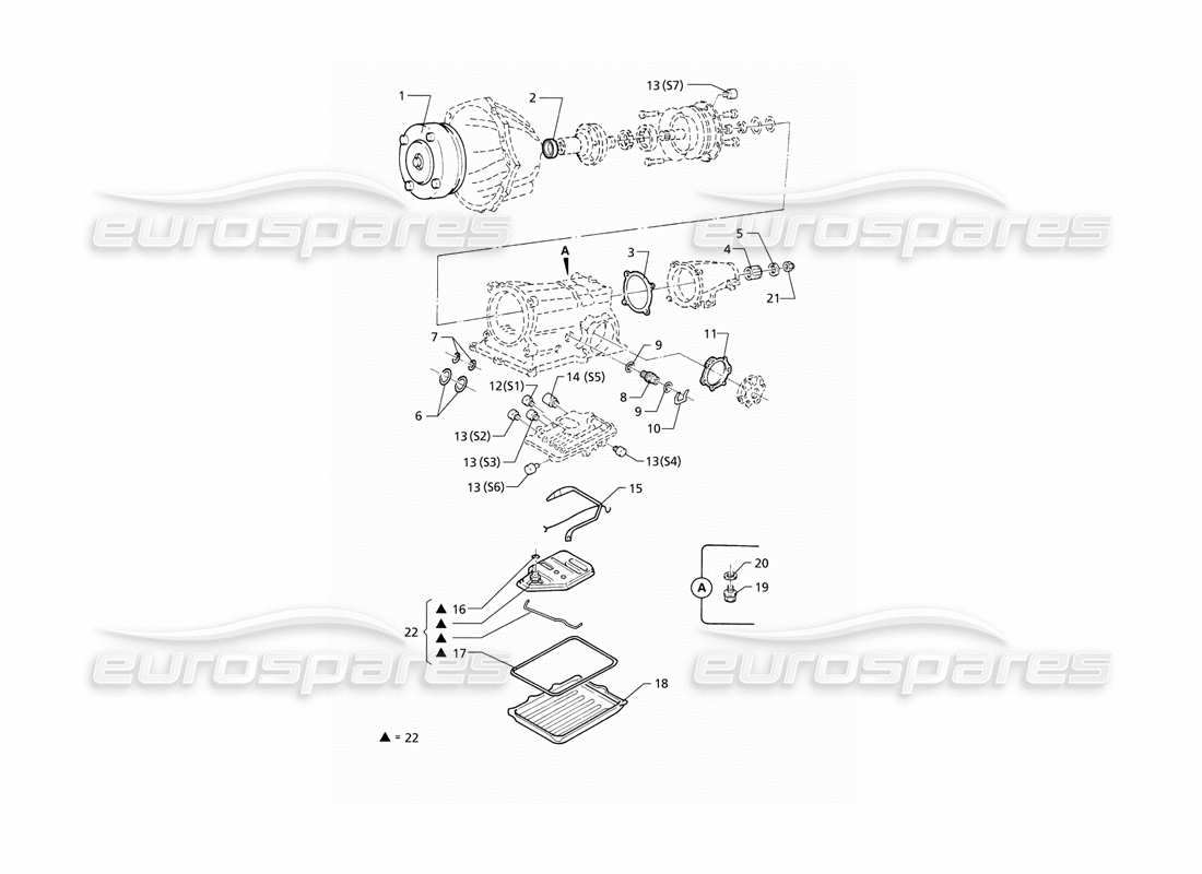 maserati qtp v8 (1998) trasmissione automatica - schema delle parti delle parti interne