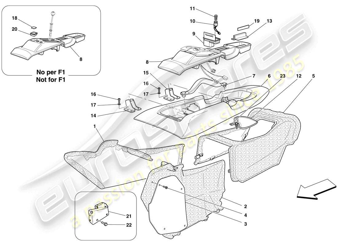 ferrari 599 gtb fiorano (rhd) tunnel - sottostruttura e accessori diagramma delle parti