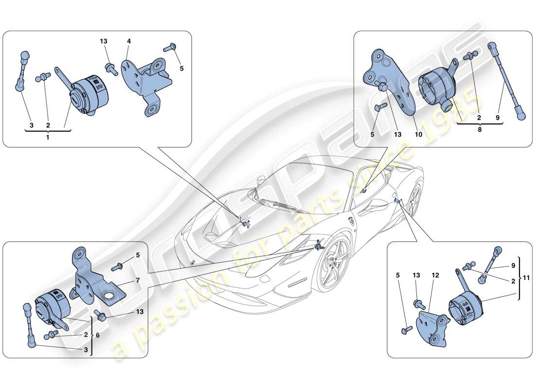 ferrari 458 speciale (rhd) gestione elettronica (sospensione) diagramma delle parti