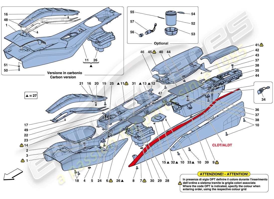 ferrari 812 superfast (usa) tunnel - sottostruttura e accessori schema delle parti