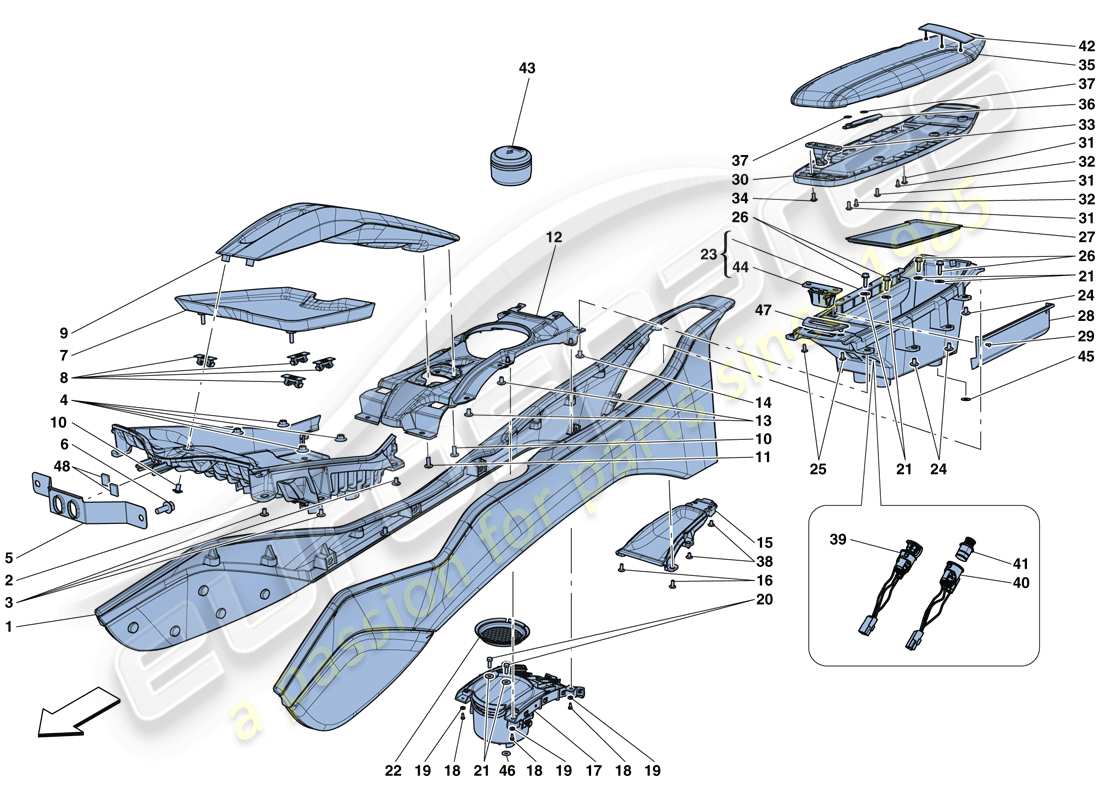 ferrari california t (rhd) tunnel - sottostruttura e accessori schema delle parti