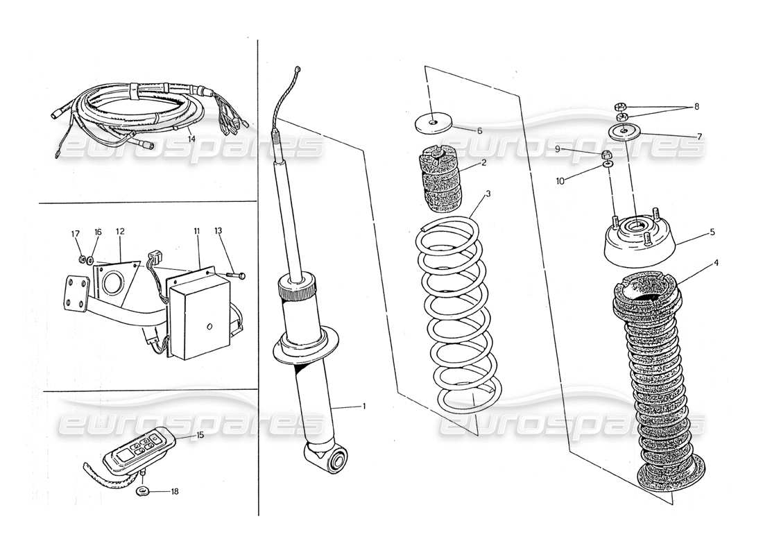 maserati 2.24v schema delle parti dell'ammortizzatore posteriore a controllo elettronico