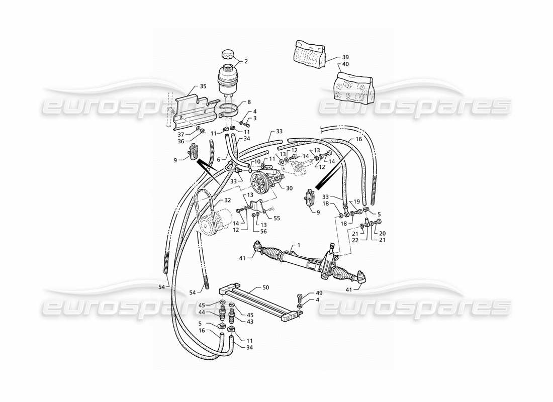 maserati qtp v8 (1998) sistema di servosterzo (lhd) diagramma delle parti