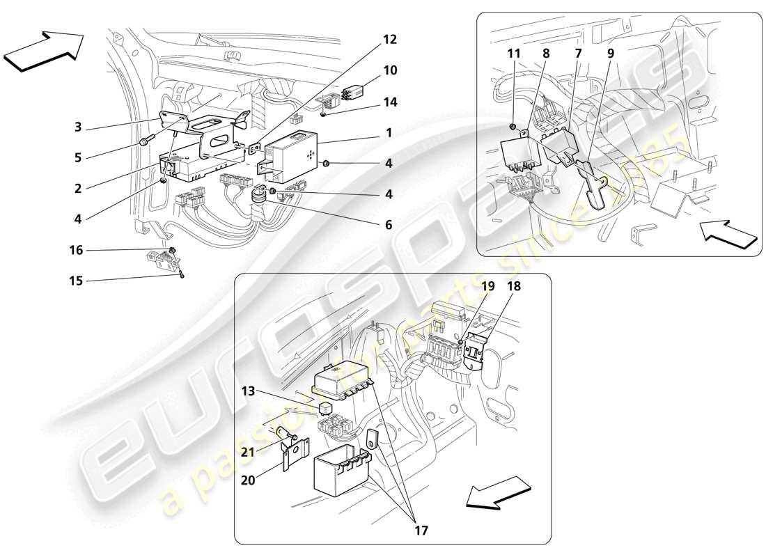 maserati trofeo postazioni di controllo passeggeri anteriori e vano motore diagramma delle parti