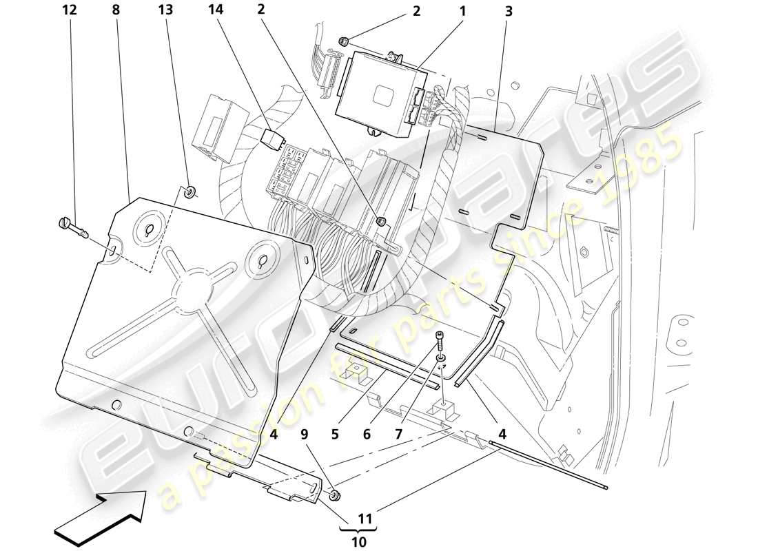 maserati trofeo schema delle parti delle unità di controllo lato passeggero