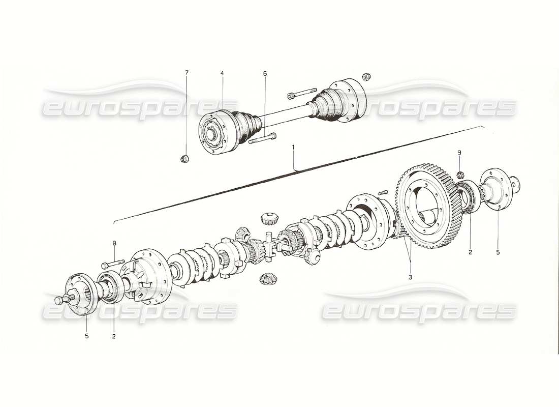 ferrari 308 gt4 dino (1976) differenziale e semiasse (dal cambio n. 693) diagramma delle parti