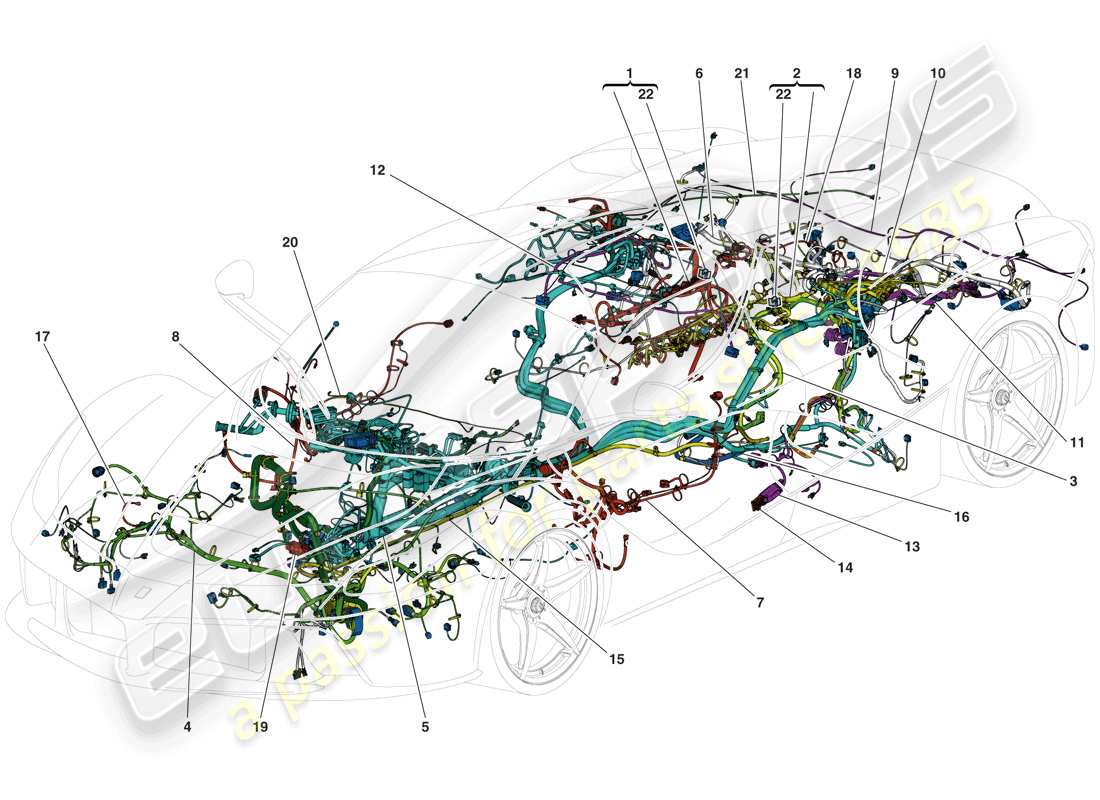 ferrari laferrari (usa) cablaggi principali diagramma delle parti