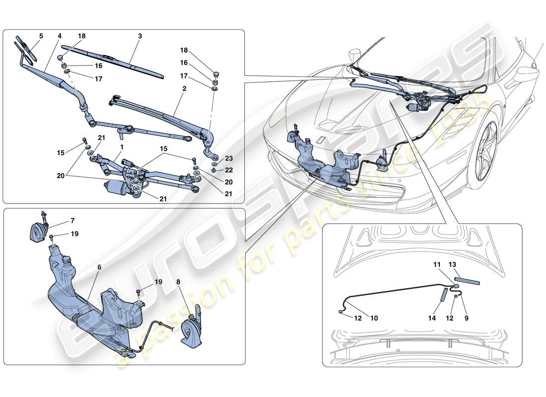 ferrari 458 speciale aperta (usa) tergicristallo, rondella e clacson schema delle parti