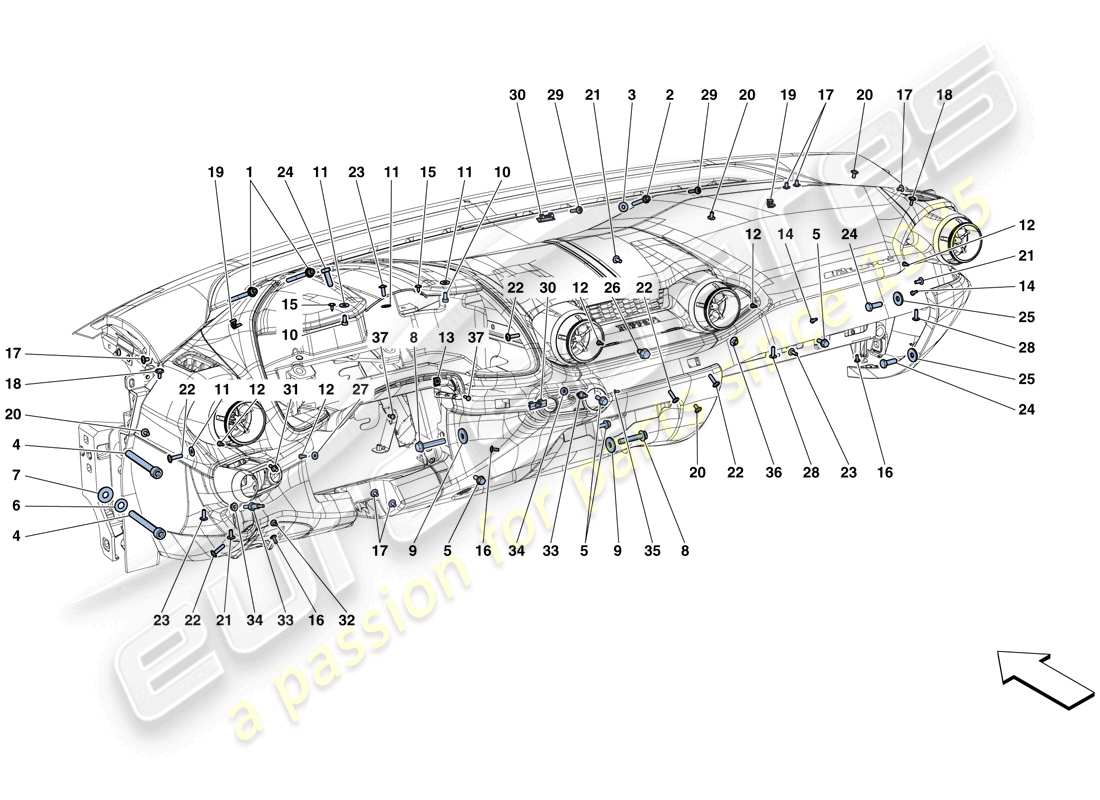 ferrari 812 superfast (usa) fissaggi cruscotto schema delle parti