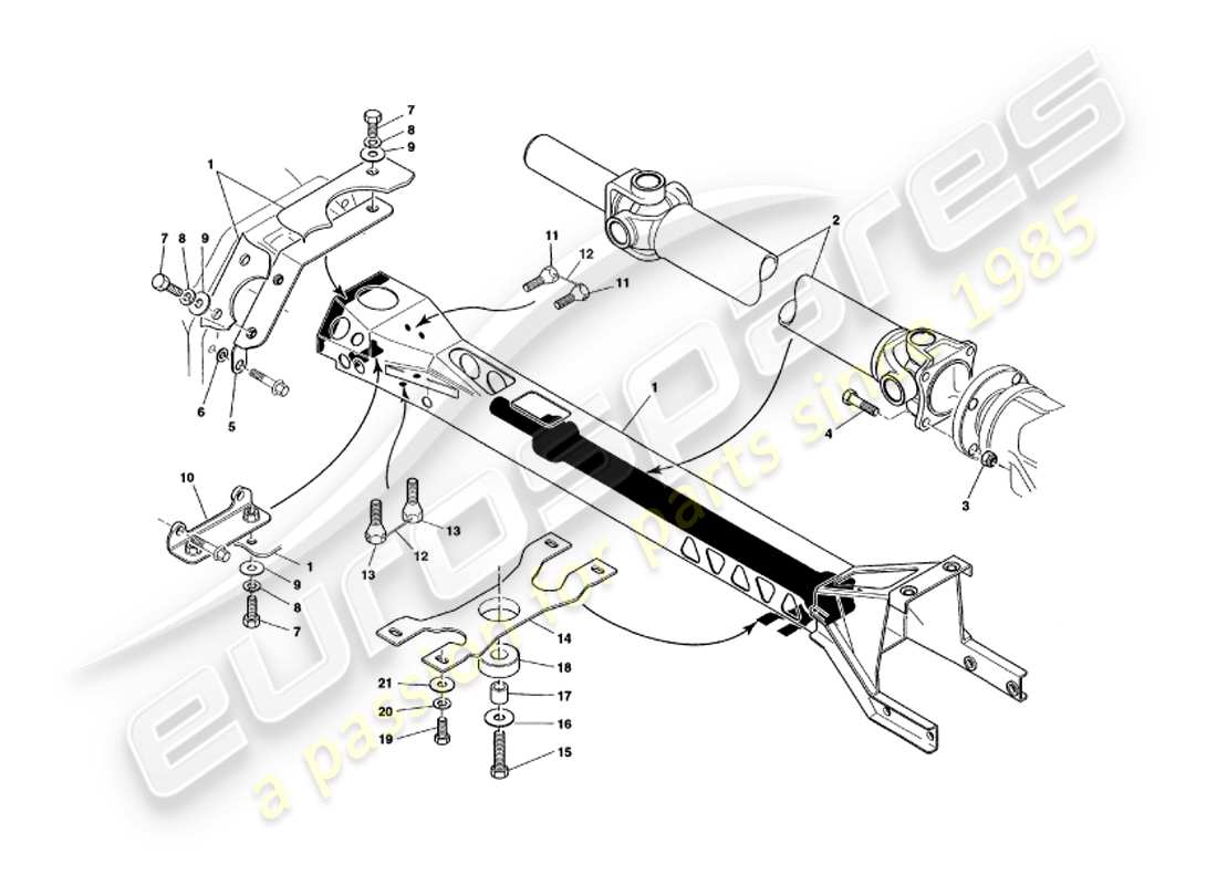 aston martin v8 volante (2000) diagramma delle parti del tubo di torsione e dell'albero dell'elica