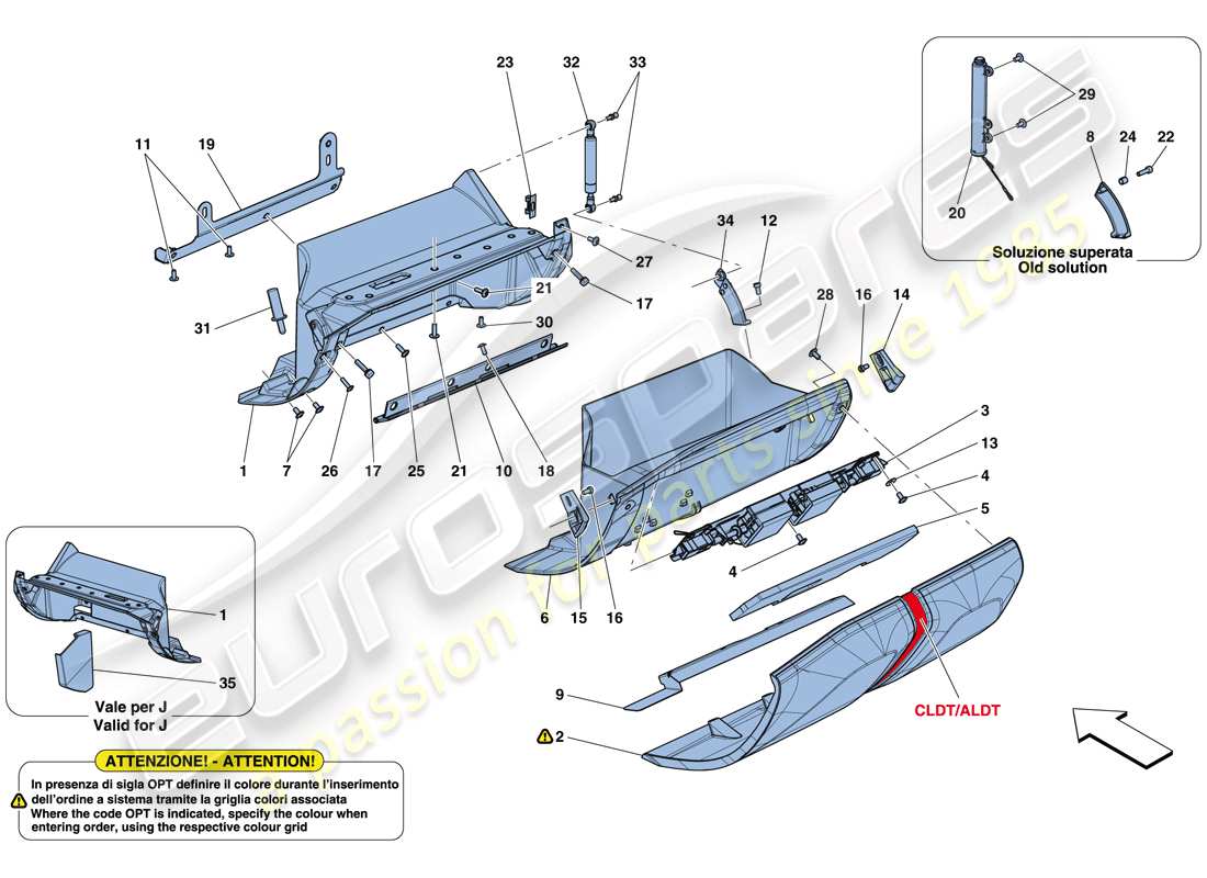 ferrari 812 superfast (europe) vano portaoggetti diagramma delle parti