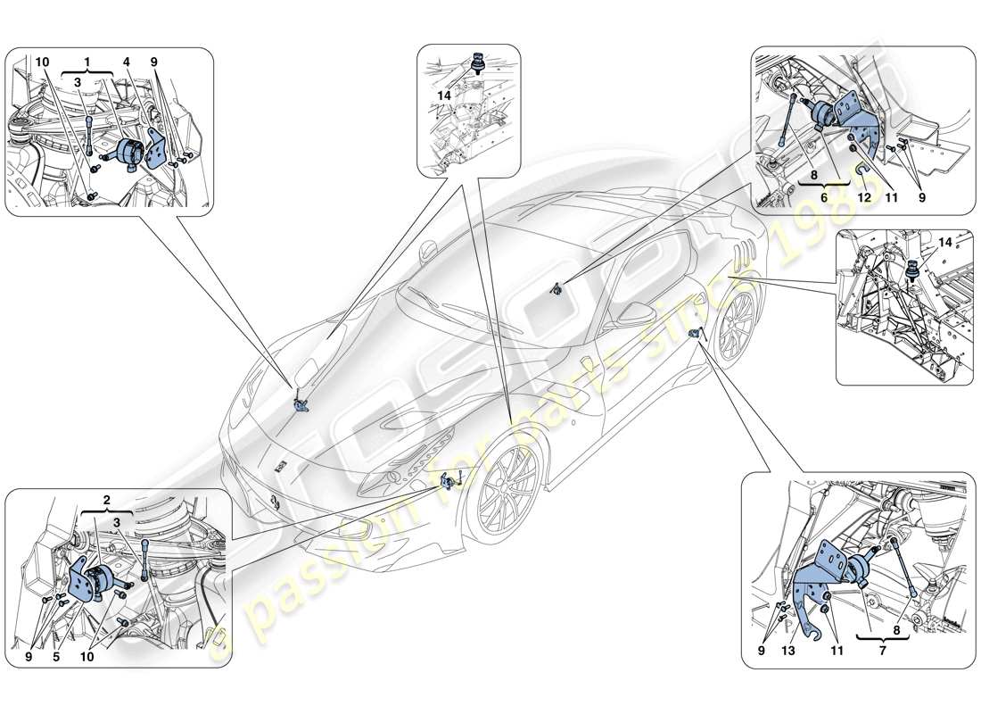 ferrari f12 tdf (europe) gestione elettronica (sospensione) diagramma delle parti