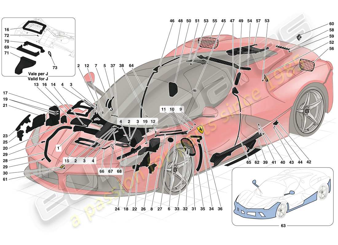 ferrari laferrari (usa) scudi e finiture diagramma delle parti