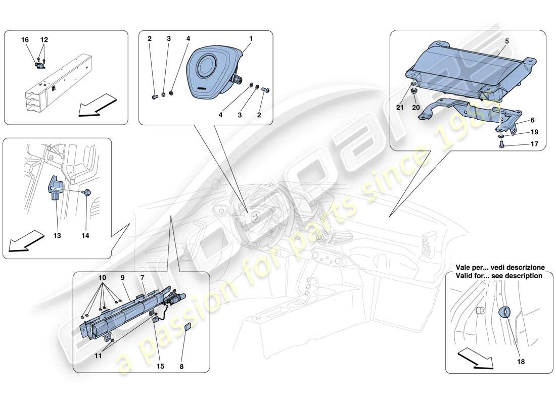 ferrari 458 speciale aperta (usa) airbag diagramma delle parti