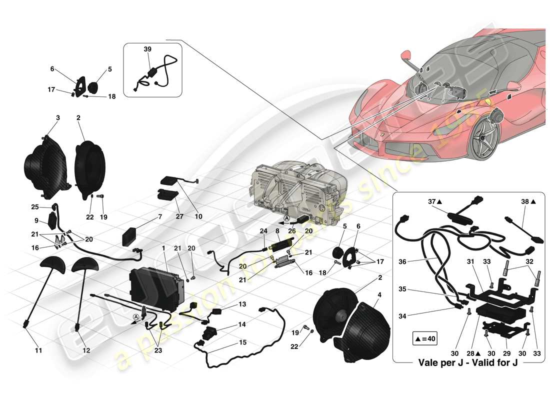 ferrari laferrari (usa) sistema audio-infotainment diagramma delle parti