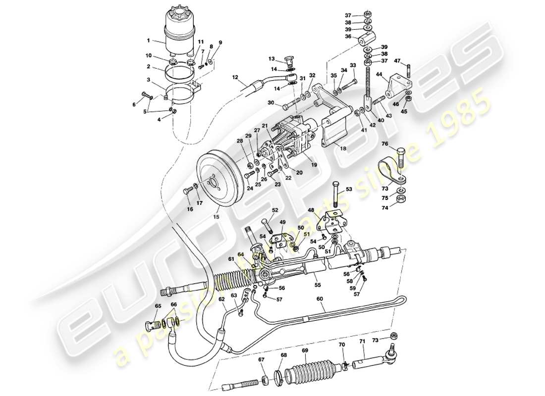 aston martin v8 volante (2000) servosterzo diagramma delle parti
