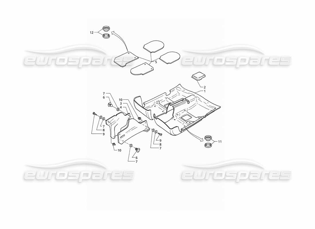 maserati qtp v8 (1998) moquette abitacolo (lhd) diagramma delle parti