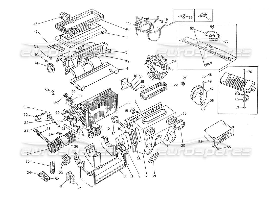 maserati karif 2.8 schema delle parti del set di condizionatore d'aria automatico (auto con sterzo destro).