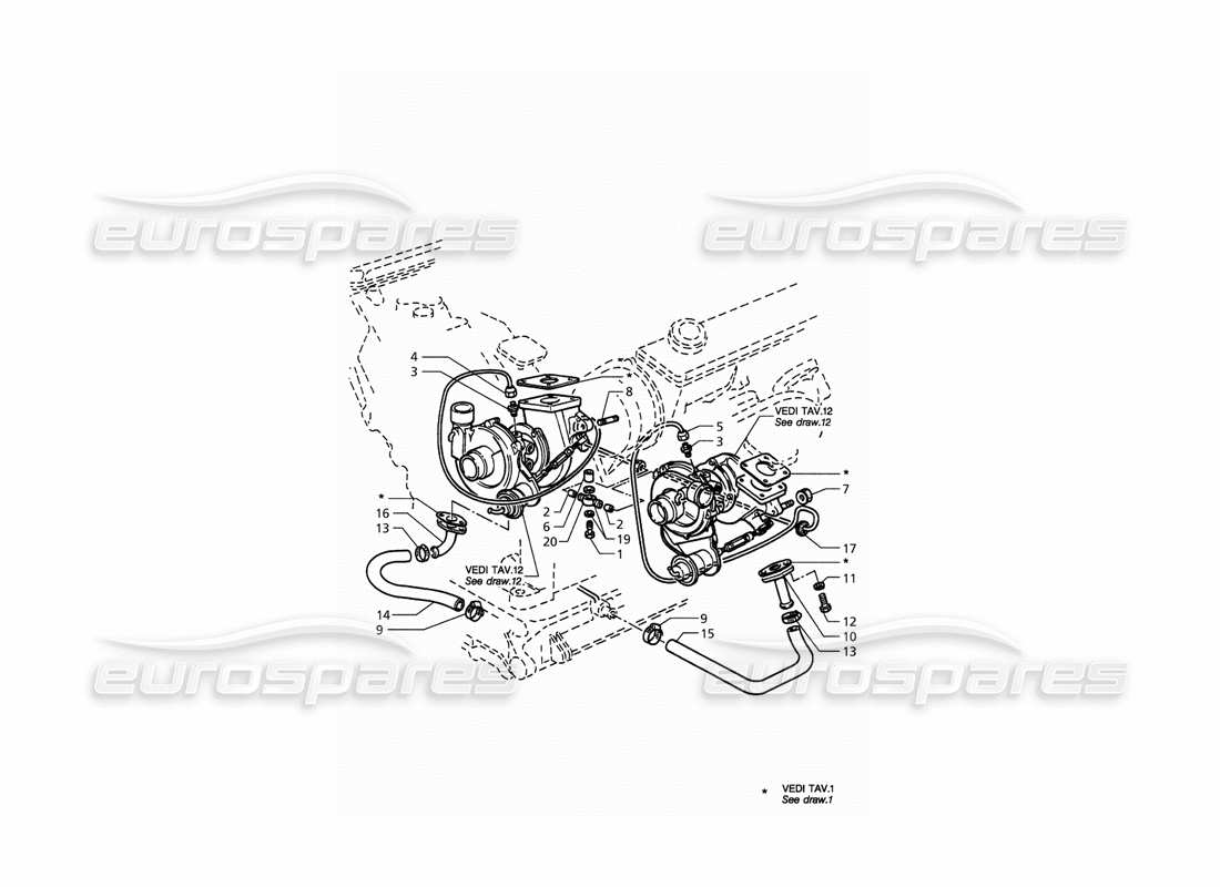 maserati qtp. 3.2 v8 (1999) lubrificazione turbosoffianti diagramma delle parti