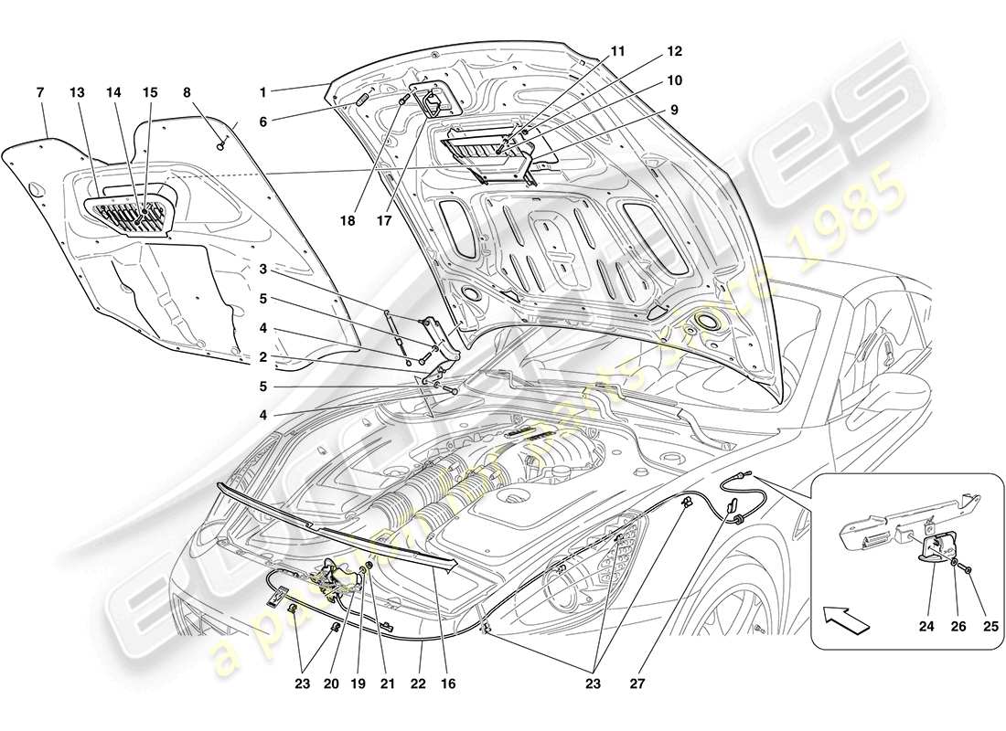 ferrari california (usa) coperchio anteriore diagramma delle parti