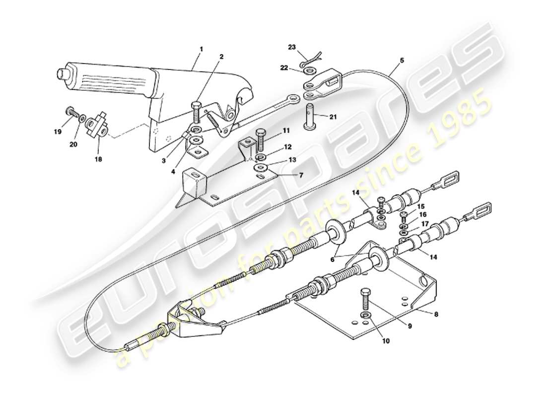 aston martin v8 volante (2000) diagramma delle parti del freno a mano