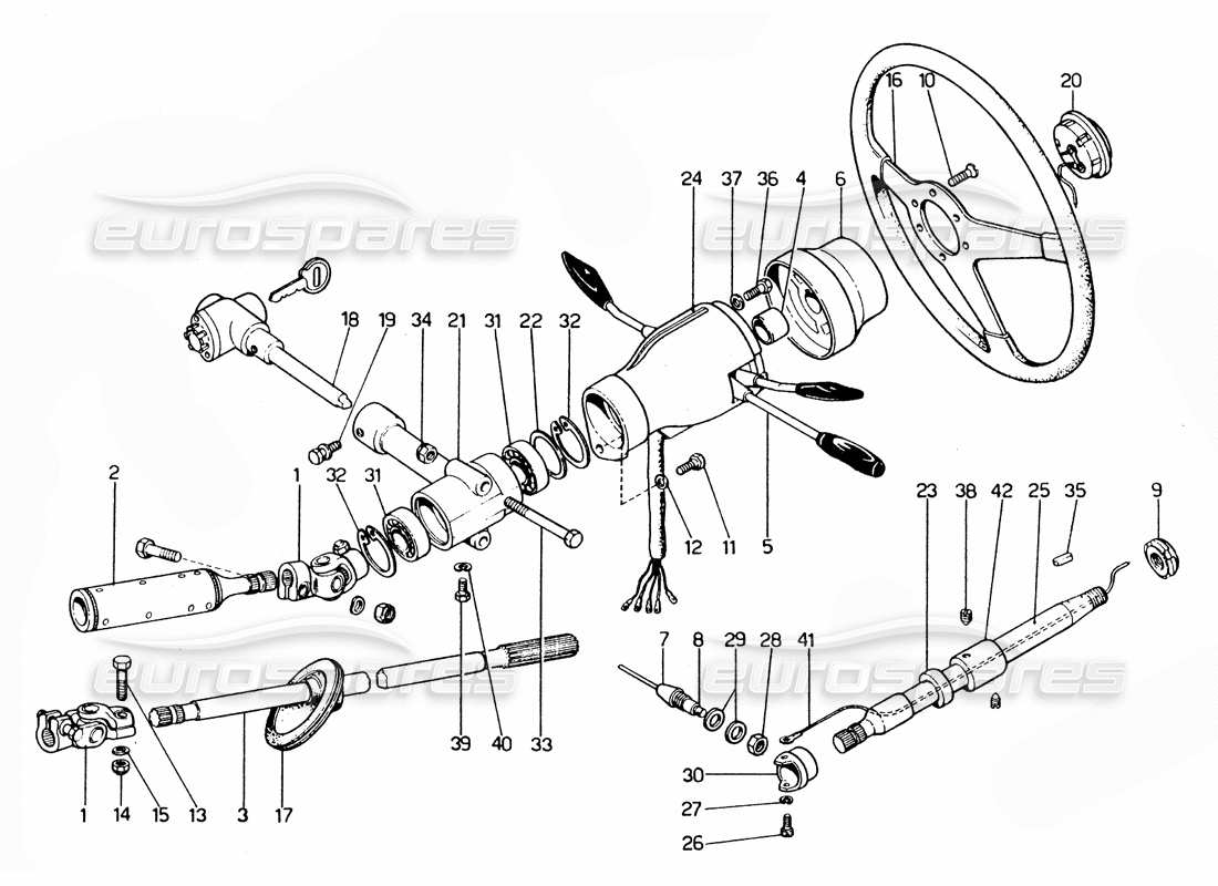 ferrari 365 gtc4 (mechanical) colonna dello sterzo - diagramma delle parti di revisione