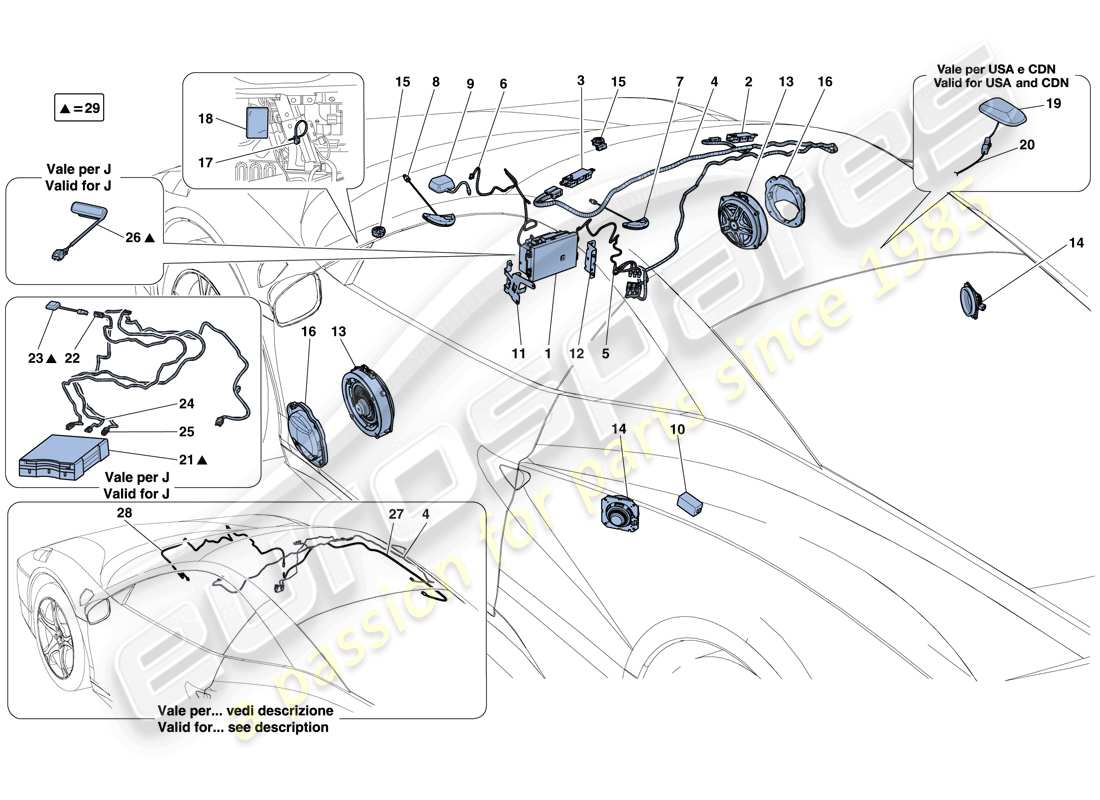 ferrari 458 speciale (europe) impianto hi-fi diagramma delle parti