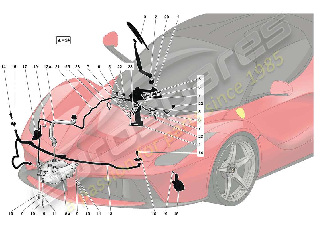ferrari laferrari (usa) tergicristallo, rondella e clacson diagramma delle parti
