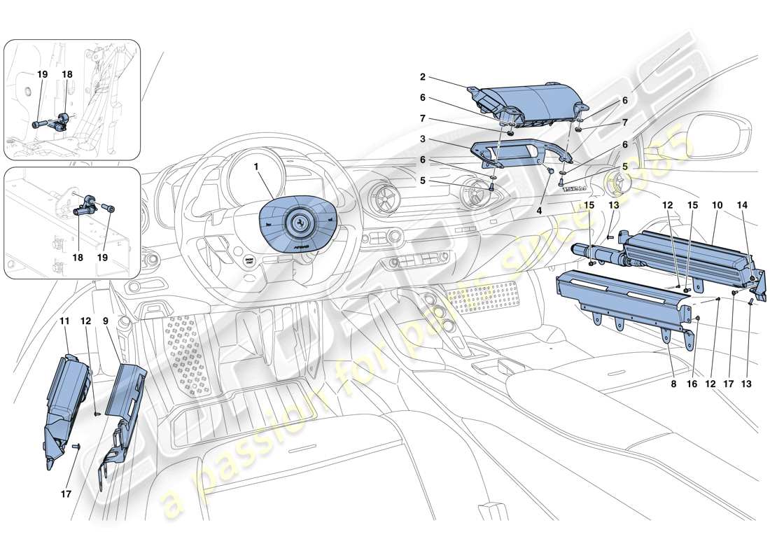 ferrari 812 superfast (rhd) diagramma delle parti degli airbag
