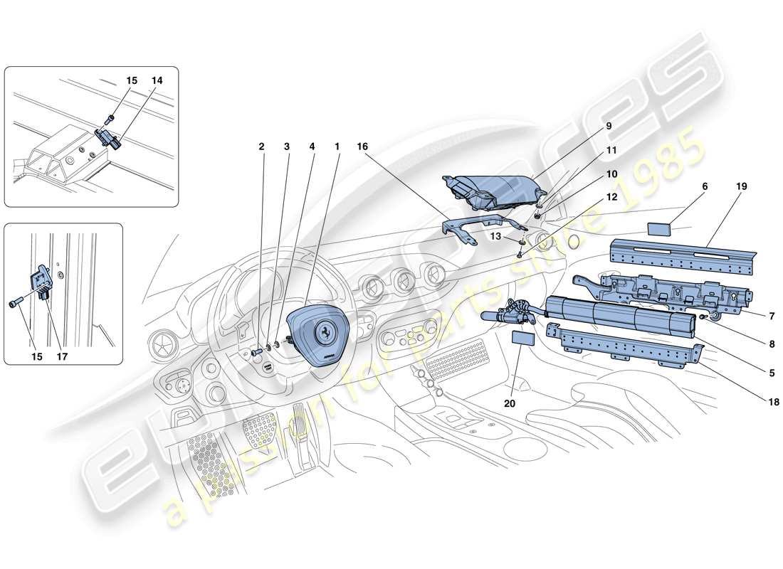 ferrari f12 tdf (rhd) diagramma delle parti degli airbag