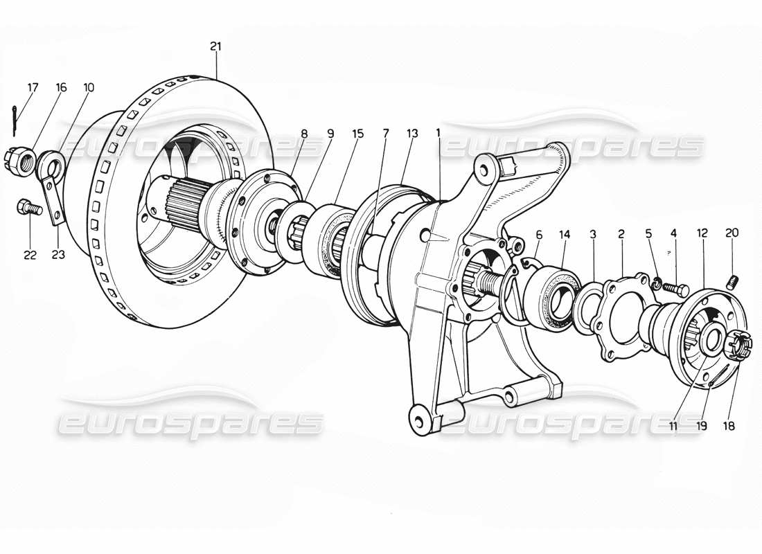 ferrari 365 gtc4 (mechanical) sospensione posteriore e disco freno - diagramma delle parti di revisione
