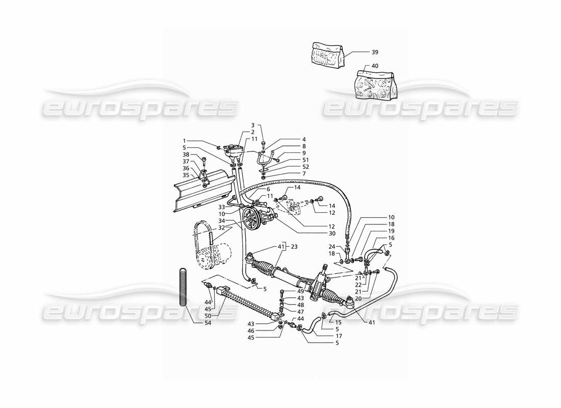 maserati qtp v6 (1996) diagramma delle parti del sistema di servosterzo (lhd).