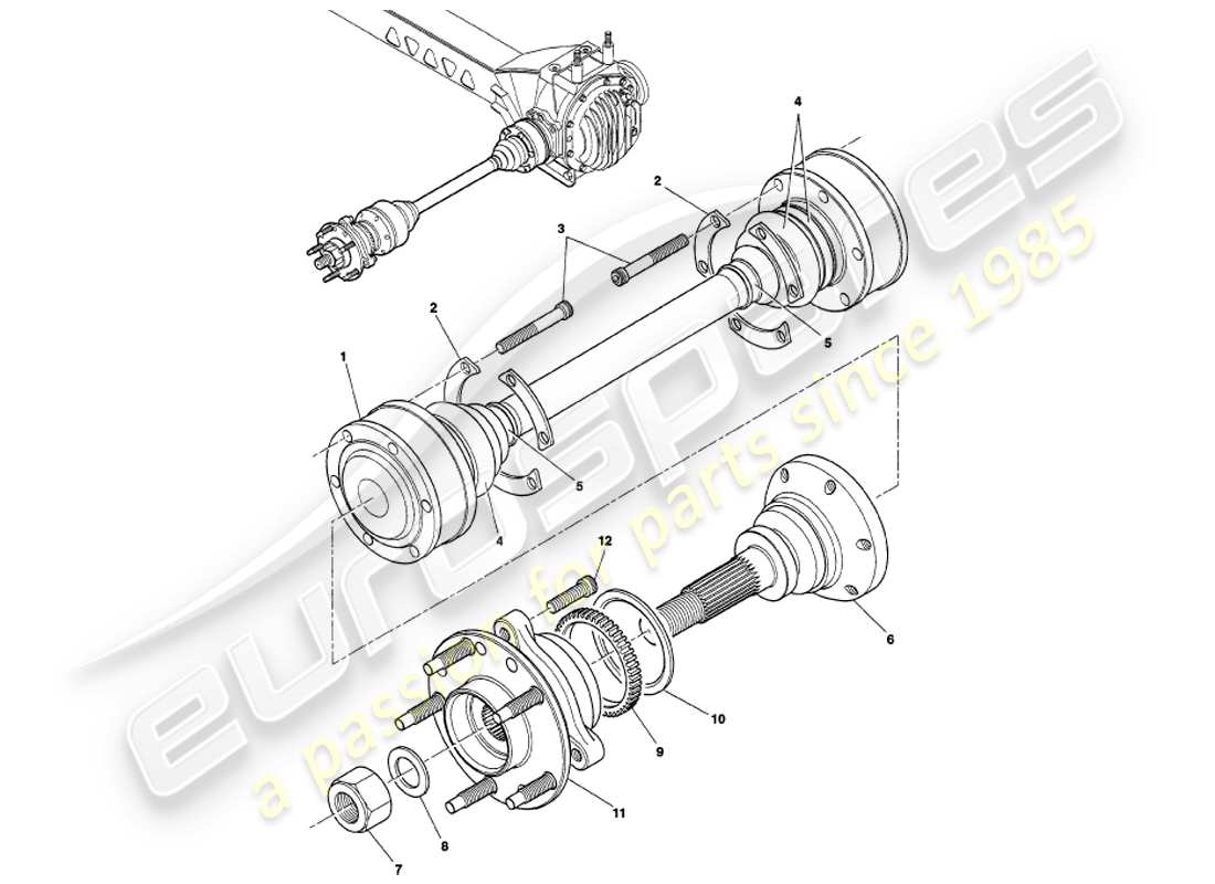 aston martin v8 volante (2000) gruppo albero motore e mozzo diagramma delle parti