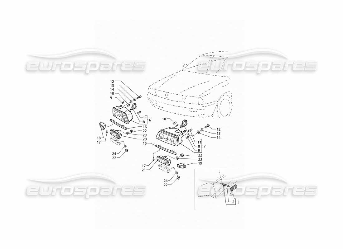 maserati qtp v6 (1996) luci anteriori (rhd) diagramma delle parti