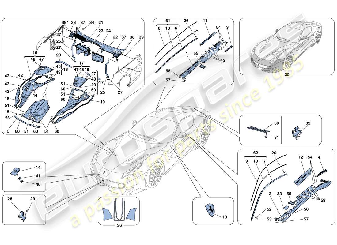 ferrari f12 tdf (europe) scudi - rivestimento esterno diagramma delle parti