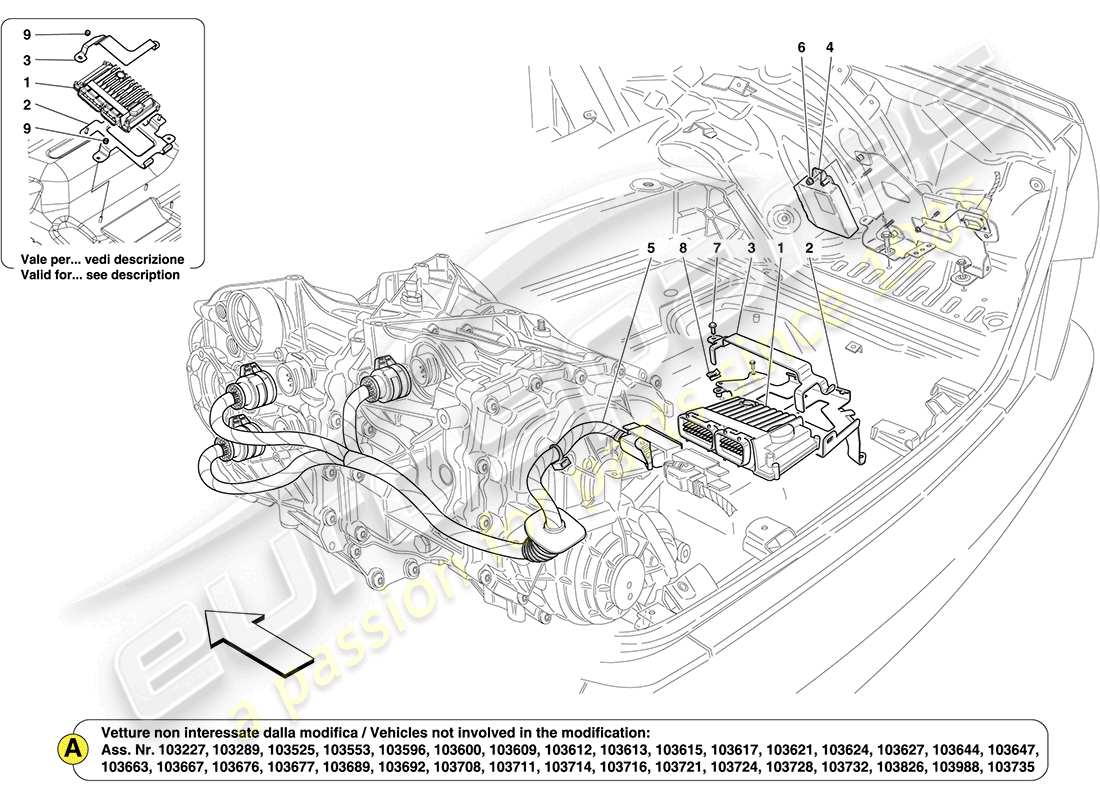 ferrari california (usa) ecu vano bagagli diagramma delle parti