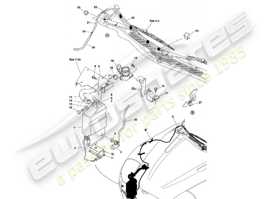 aston martin vanquish (2001) lavavetri diagramma delle parti