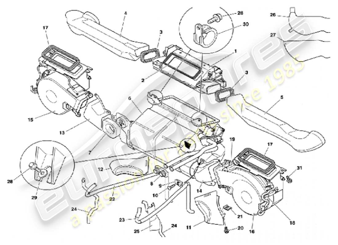 aston martin vanquish (2001) installazione interna diagramma delle parti